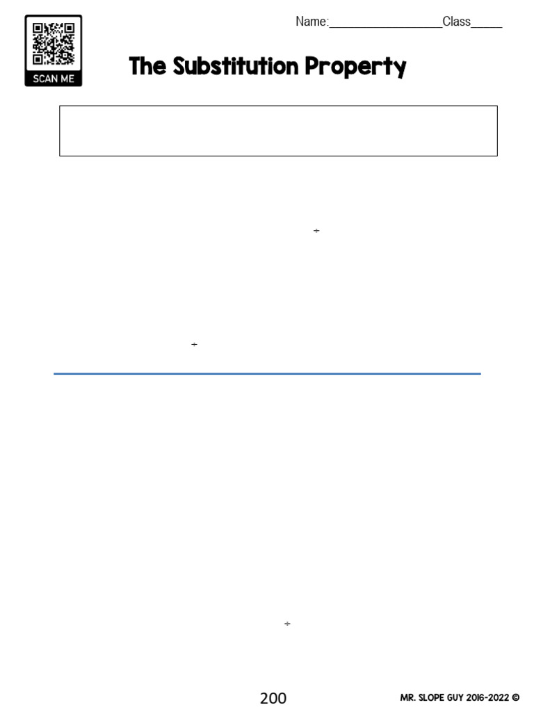 The Substitution Property: Use X 2, y 3, Z 4 | PDF | Copyright ...