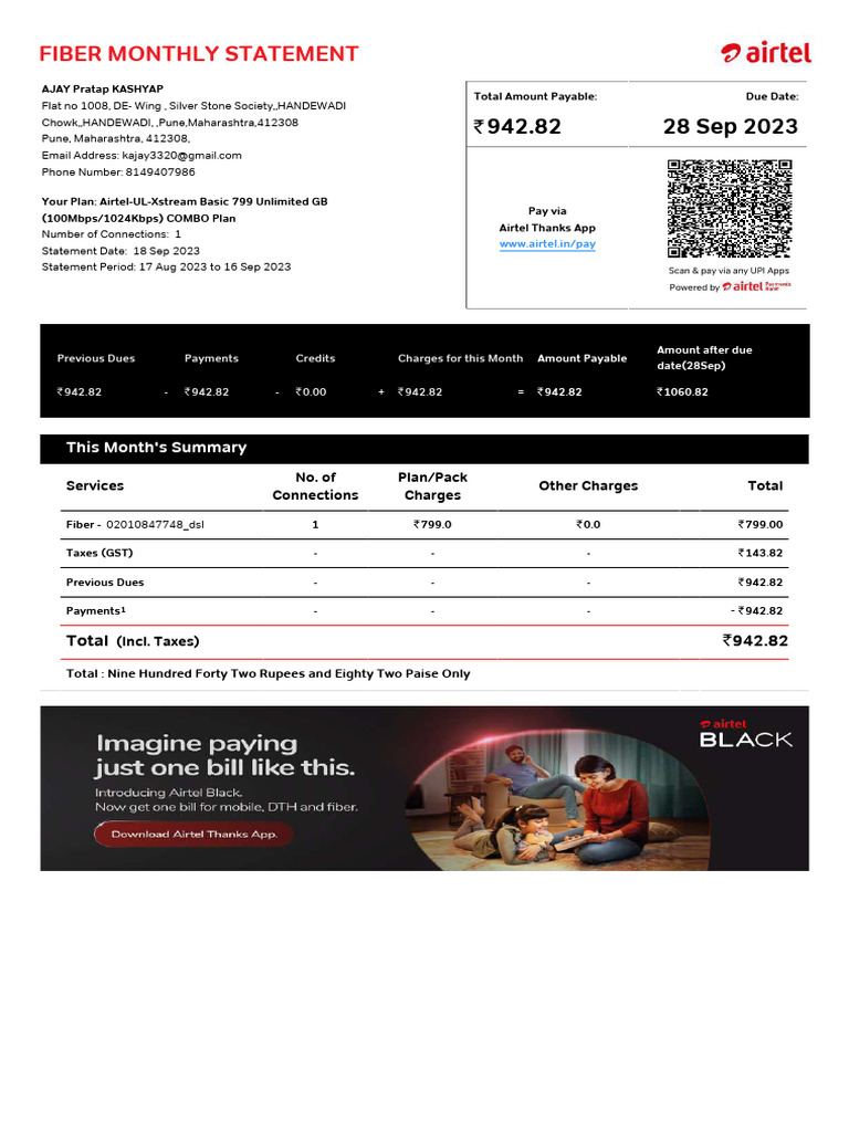 6 Month Telephone Bill Deails | PDF | Cheque | Credit Card