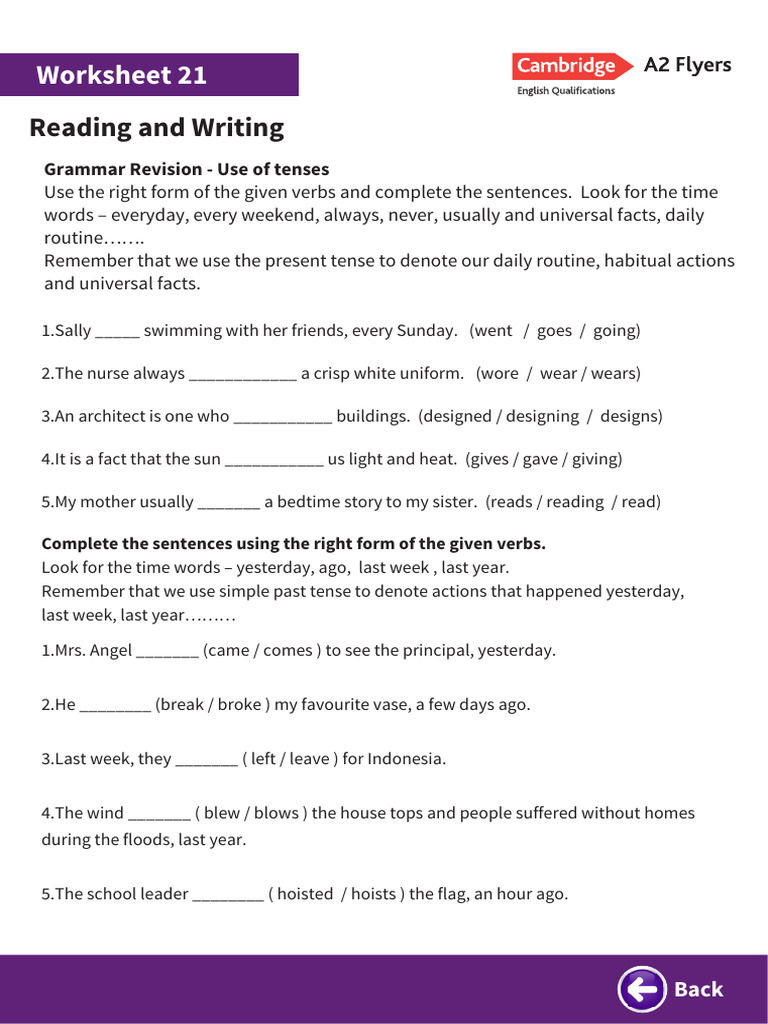 Verb Tense Practice Worksheet | PDF