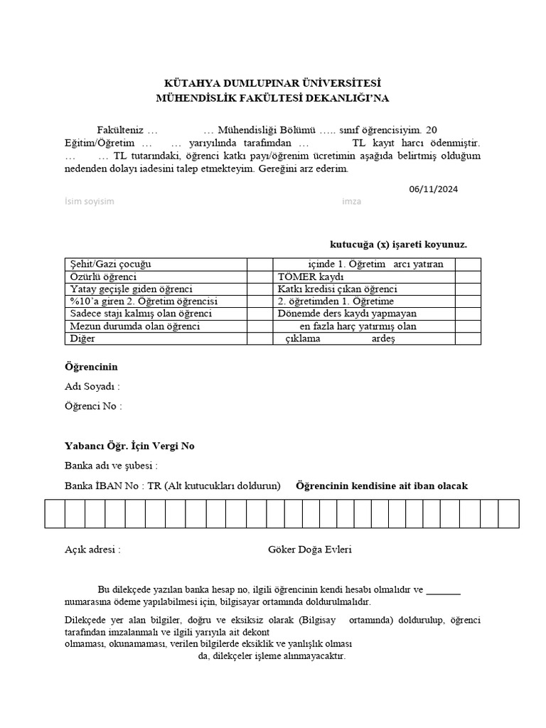 Harc Iade Formu | PDF