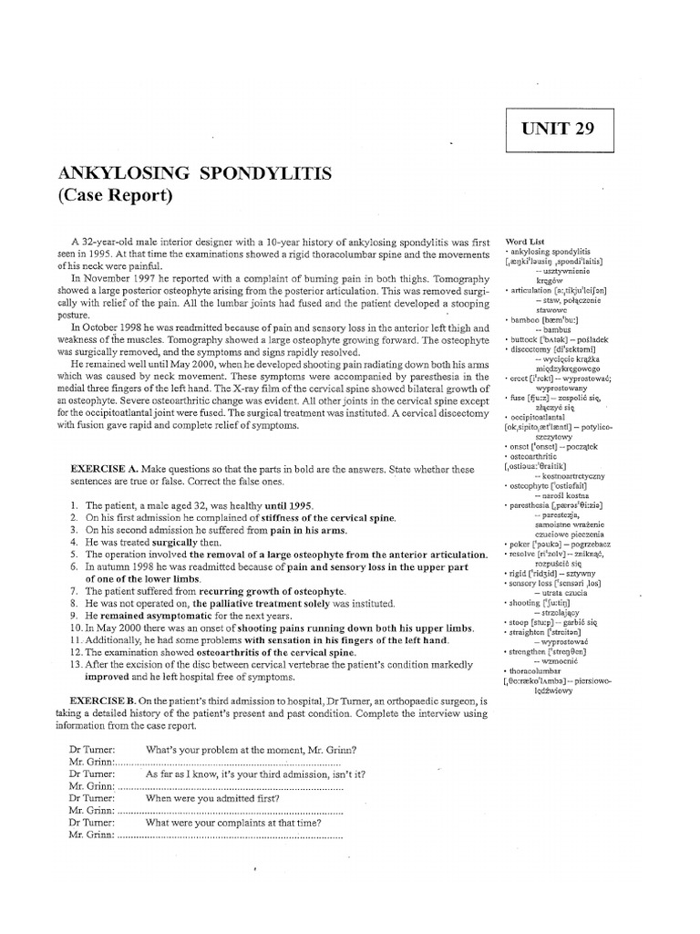 3a Ankylosing Spondylitis DJcase | PDF