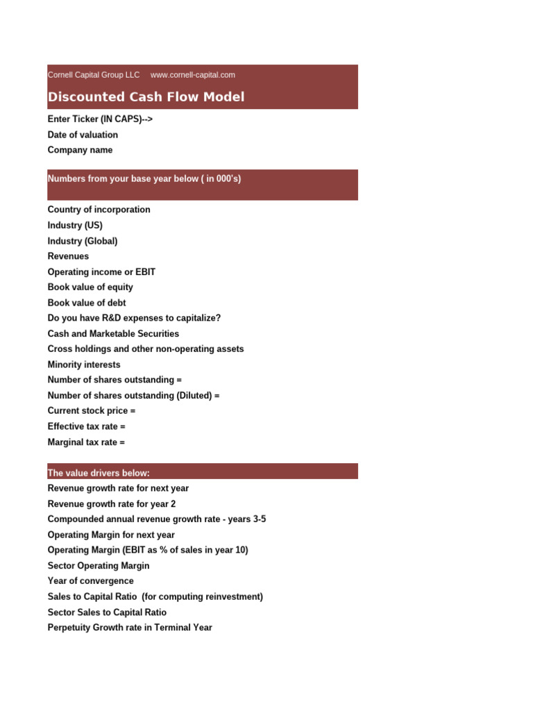 CCG DCF Tsla Hardcoded | PDF | Book Value | Cost Of Capital