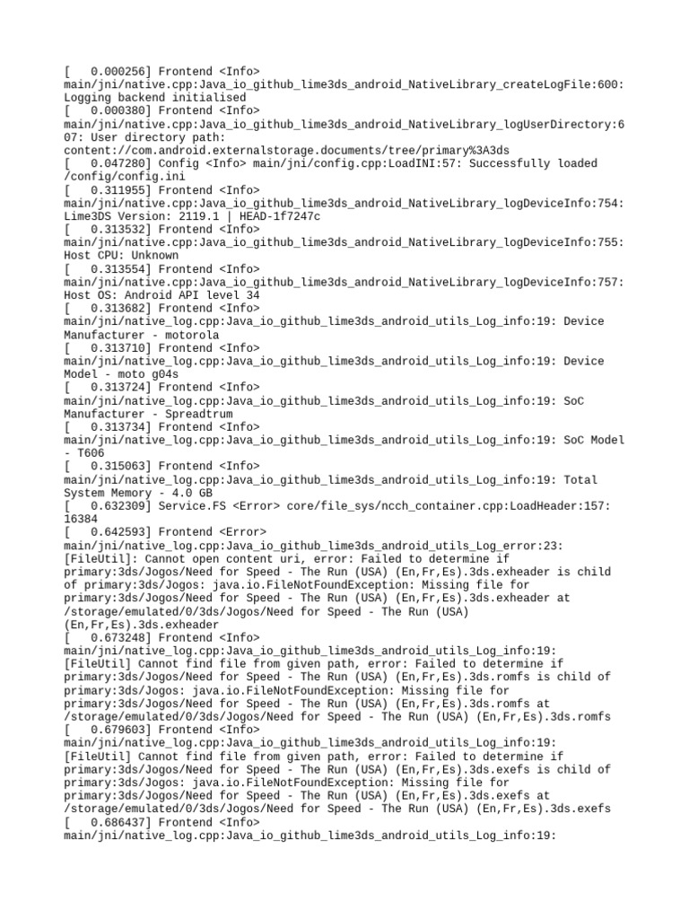 Lime3DS Log: File Not Found Errors | PDF | Computing | Computer ...