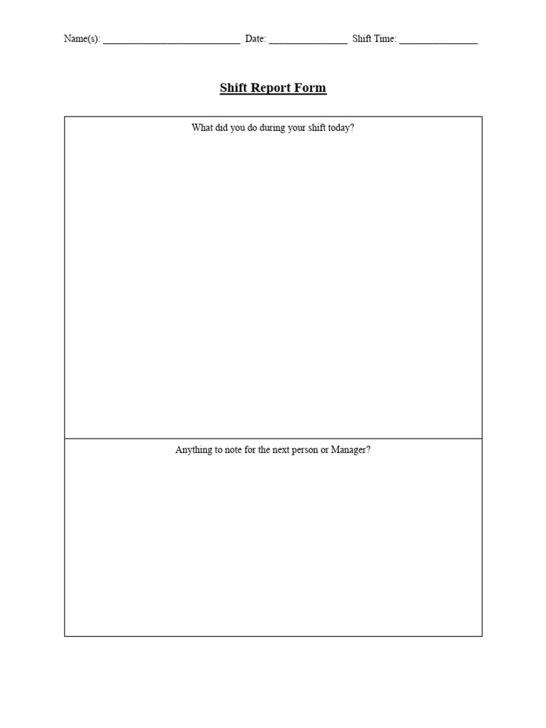 Shift Report Form | PDF