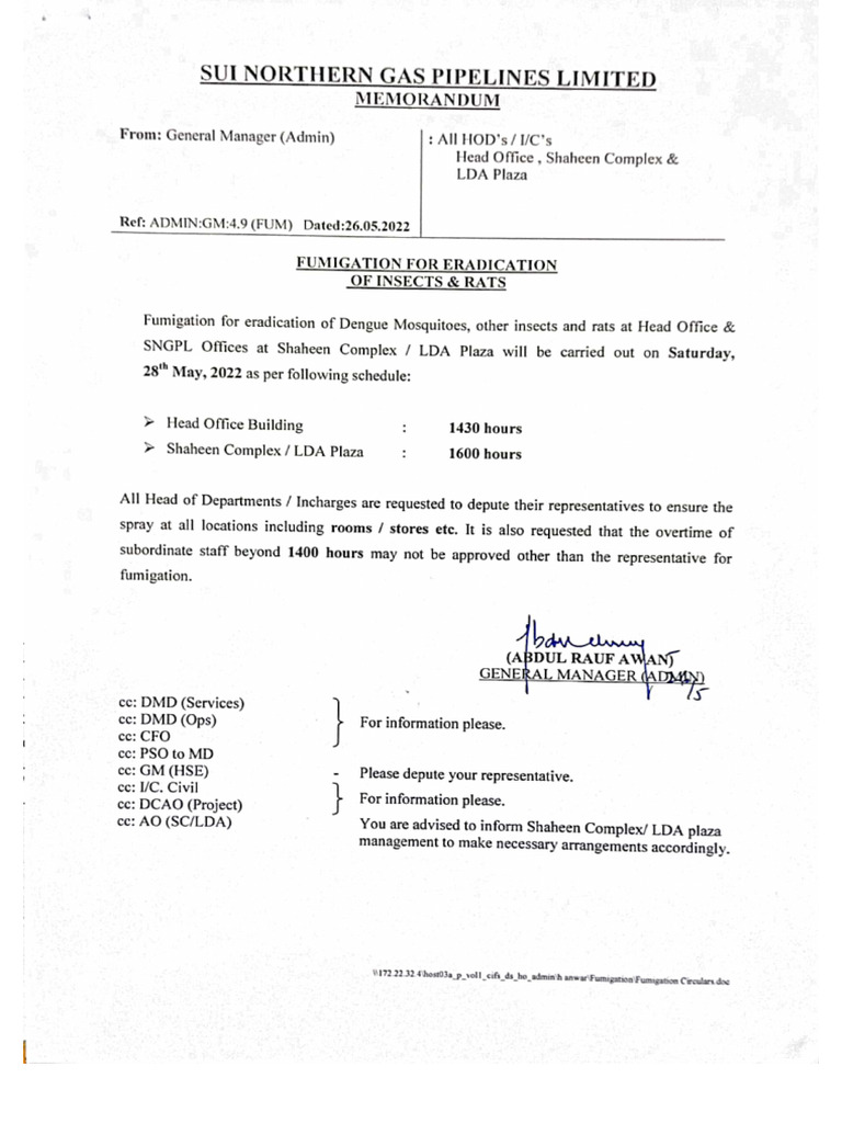 Fumigation For Eradication of Insects and Rats | PDF