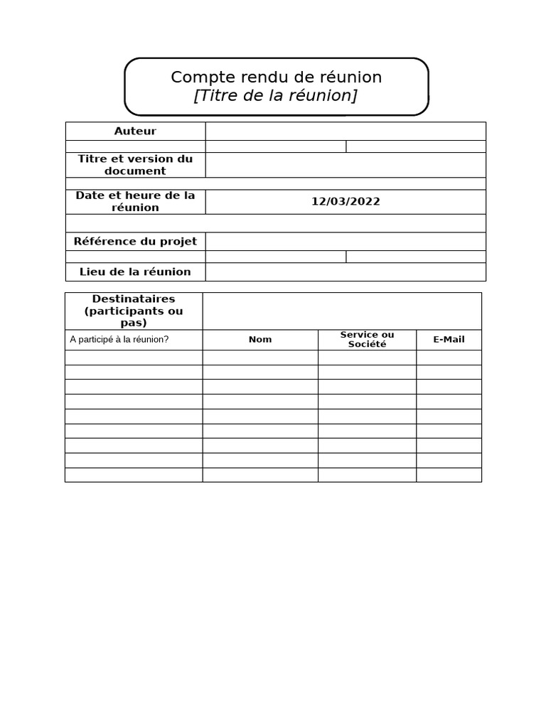 Modèle de compte rendu de réunion | PDF