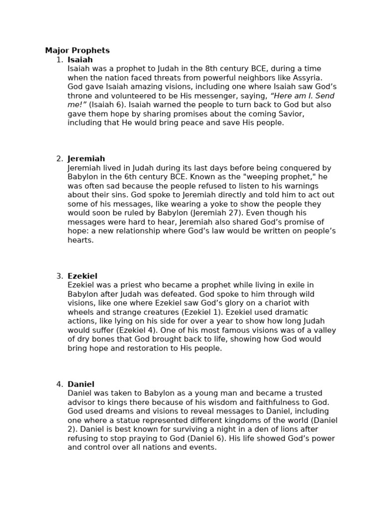 Overview of Major and Minor Prophets PDF Jeremiah Hosea