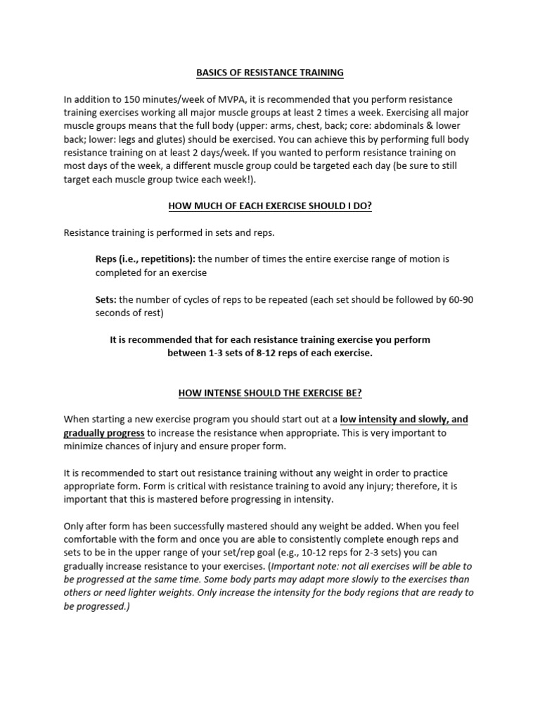 Resistance Training Basics Explained | PDF | Strength Training ...