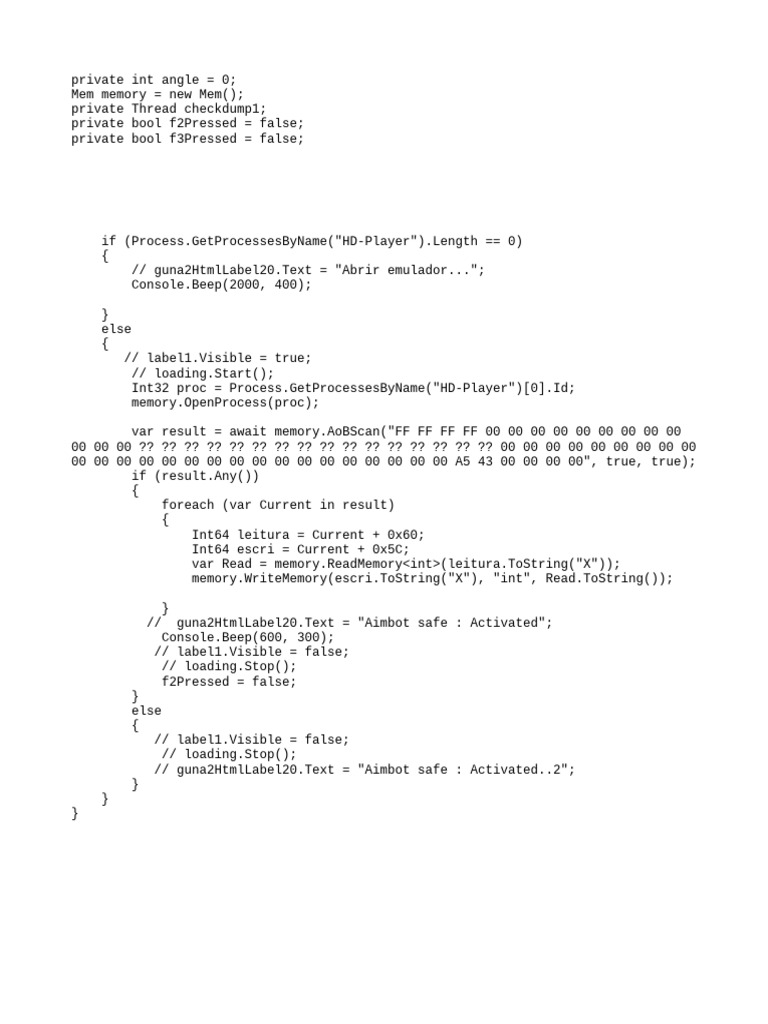 Aimbot Memory Manipulation Code | PDF