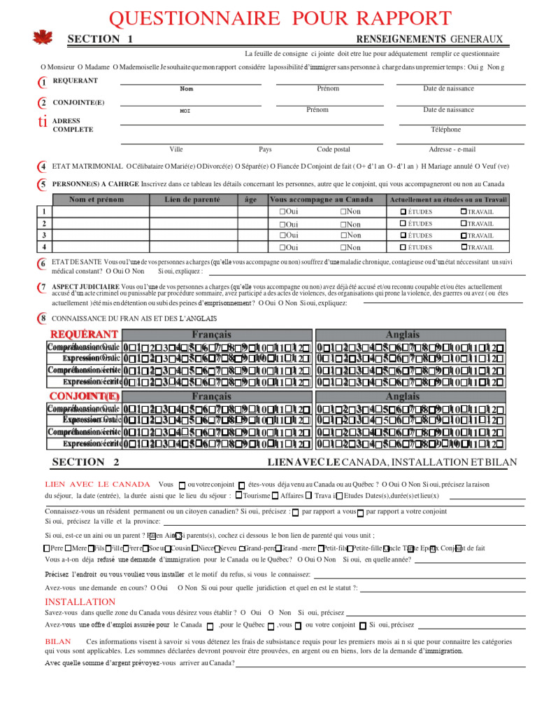 Questionnaire d'immigration au Canada | PDF | Doctorat | Diplôme
