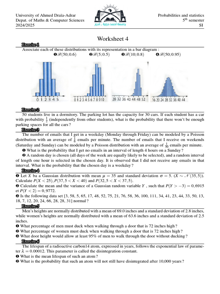 Probability & Statistics Worksheet | PDF | Workweek And Weekend ...