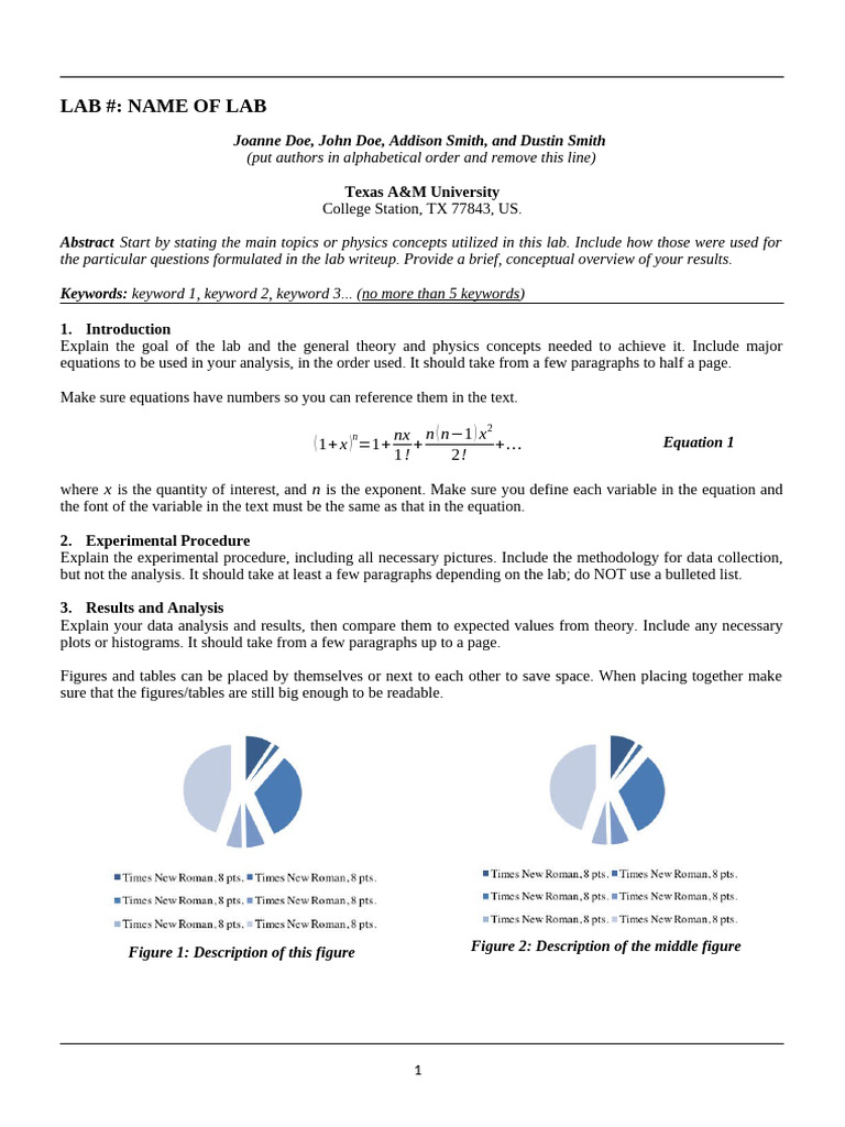 Lab Report Templatev 7 | PDF | Equations