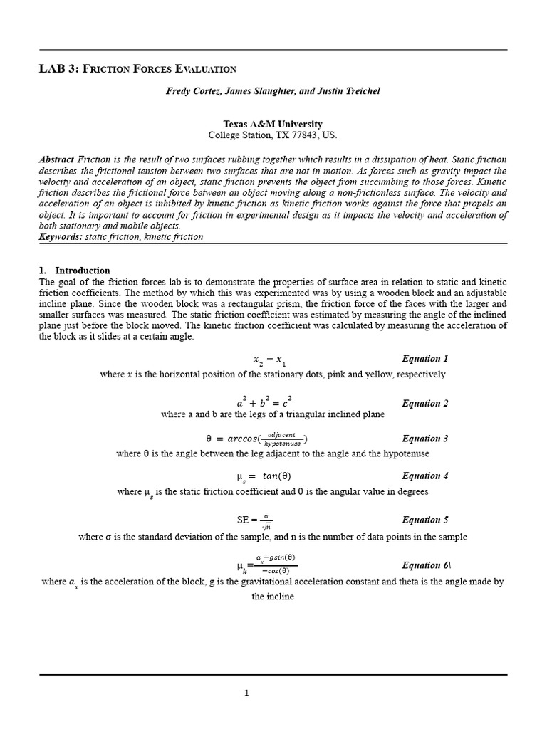 Friction Forces: Static vs. Kinetic Analysis | PDF | Friction | Force