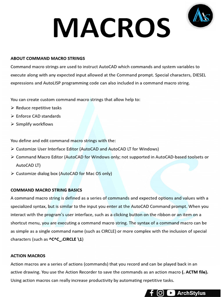 AutoCAD - Macros | PDF | Macro (Computer Science) | Auto Cad
