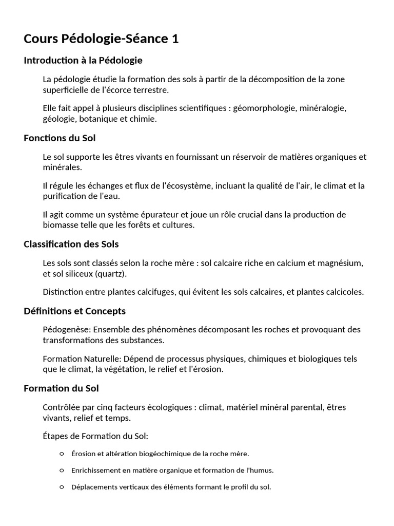Introduction à la Pédologie et Formation des Sols | PDF | Sol ...