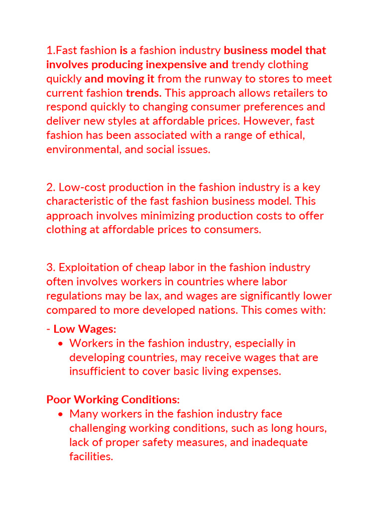 Fast Fashion Is A Fashion Industry Business Model That Invol | PDF ...