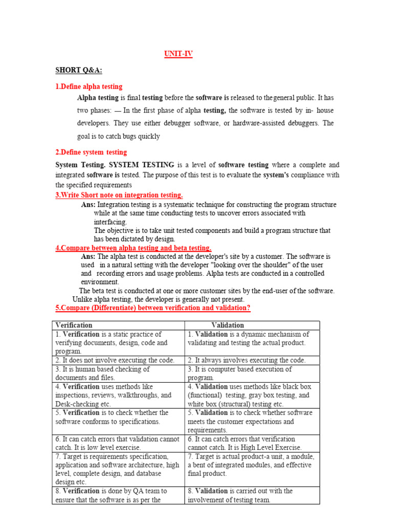 Se Unit Iv Pdf Software Testing Software Release Life Cycle