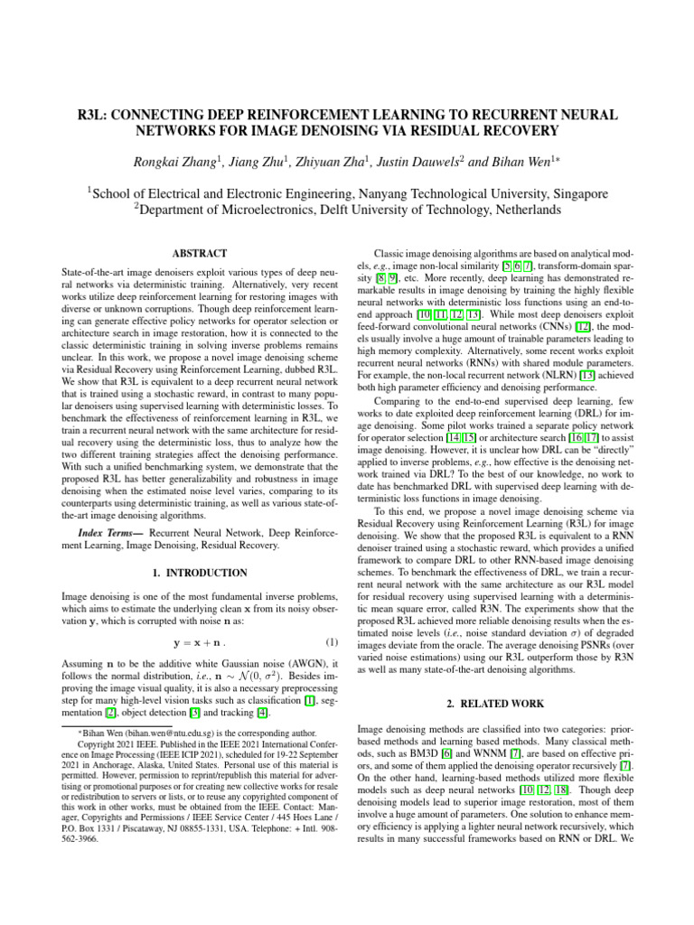 RL for Denoising Image | PDF | Deep Learning | Artificial Neural Network