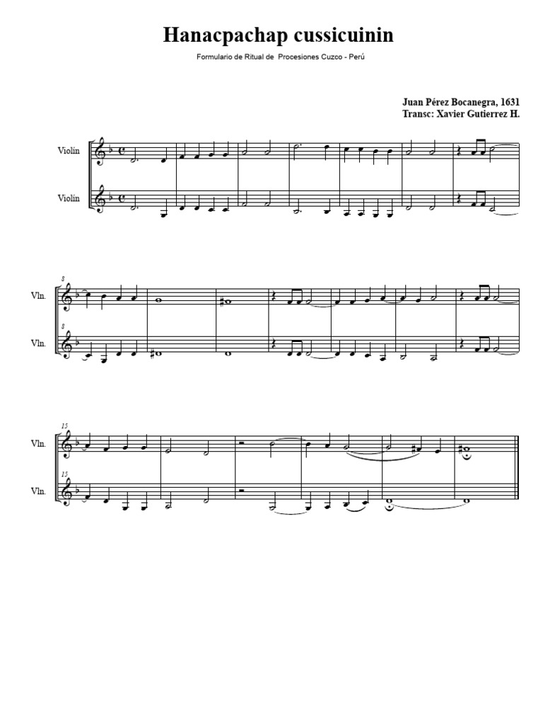 Hanacpachap 2 Violines Pdf