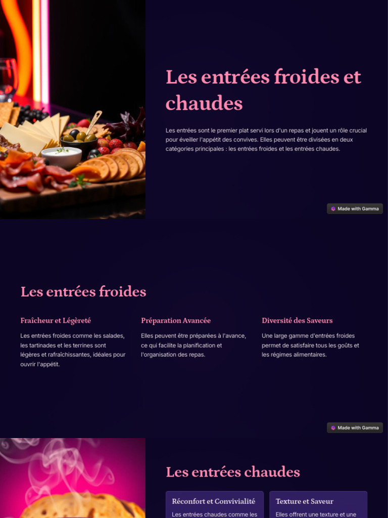 Entrées Froides et Chaudes : Guide Pratique | PDF