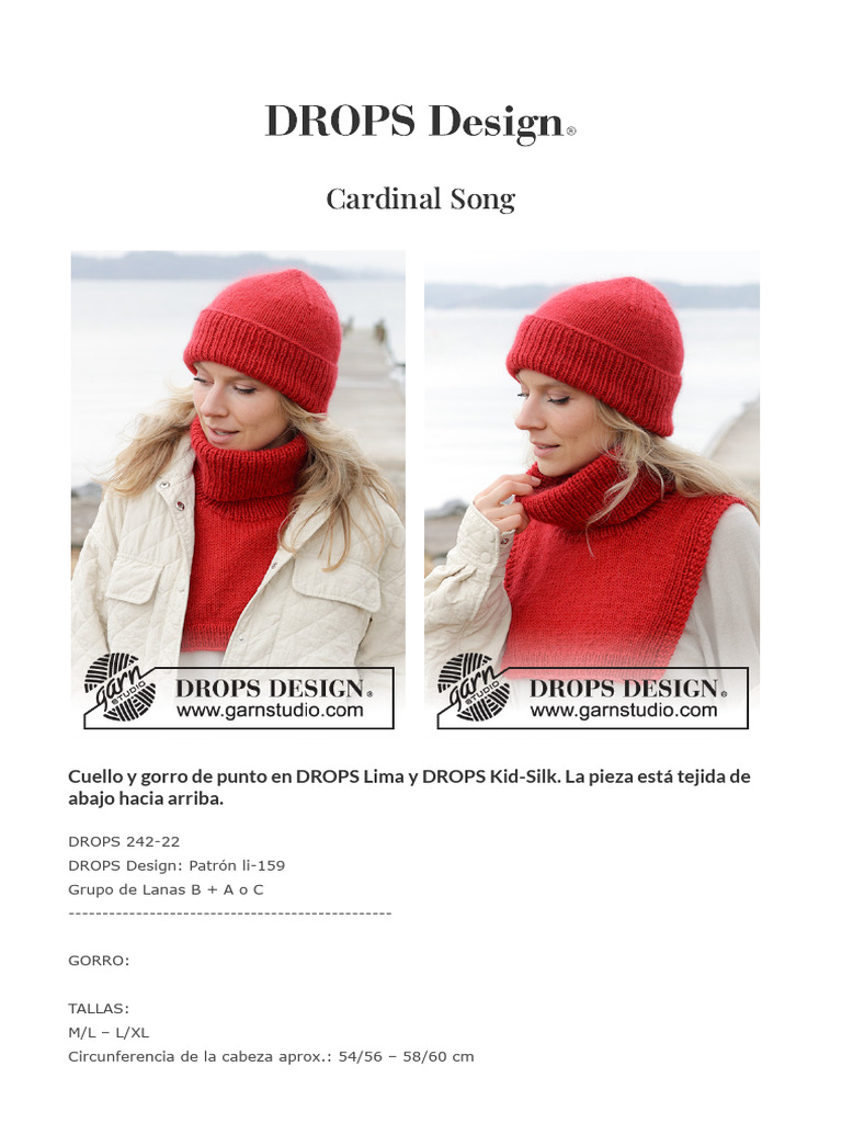 Cardinal Song - Cuello y Gorro de Punto en DROPS Lima y DROPS Kid-Silk ...