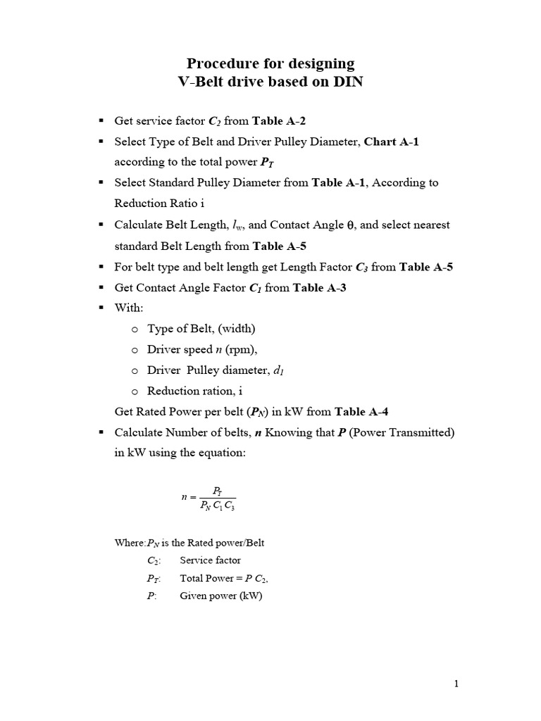 V-Belt Drive Design Procedure | PDF | Belt (Mechanical) | Mechanics