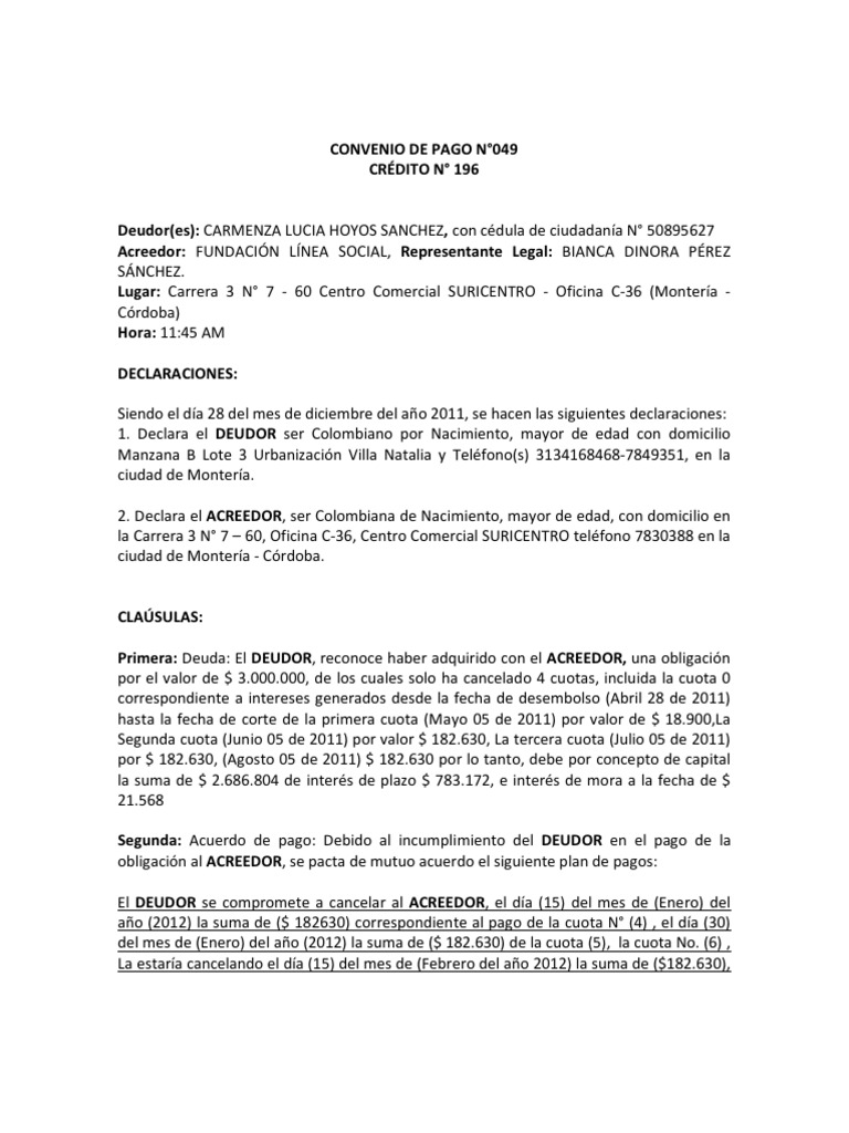Modelo Convenio de Pago (1)