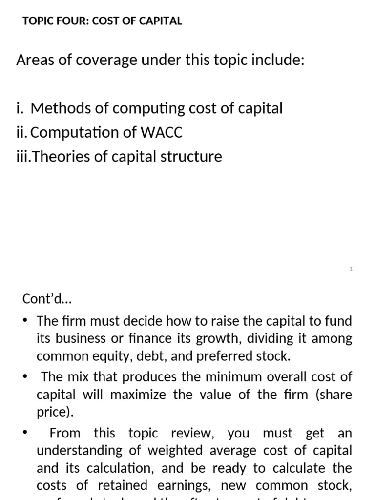 Understanding Cost of Capital and WACC | PDF | Cost Of Capital ...