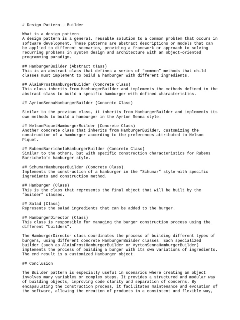 # Design Pattern — Builder | PDF | Class (Computer Programming ...