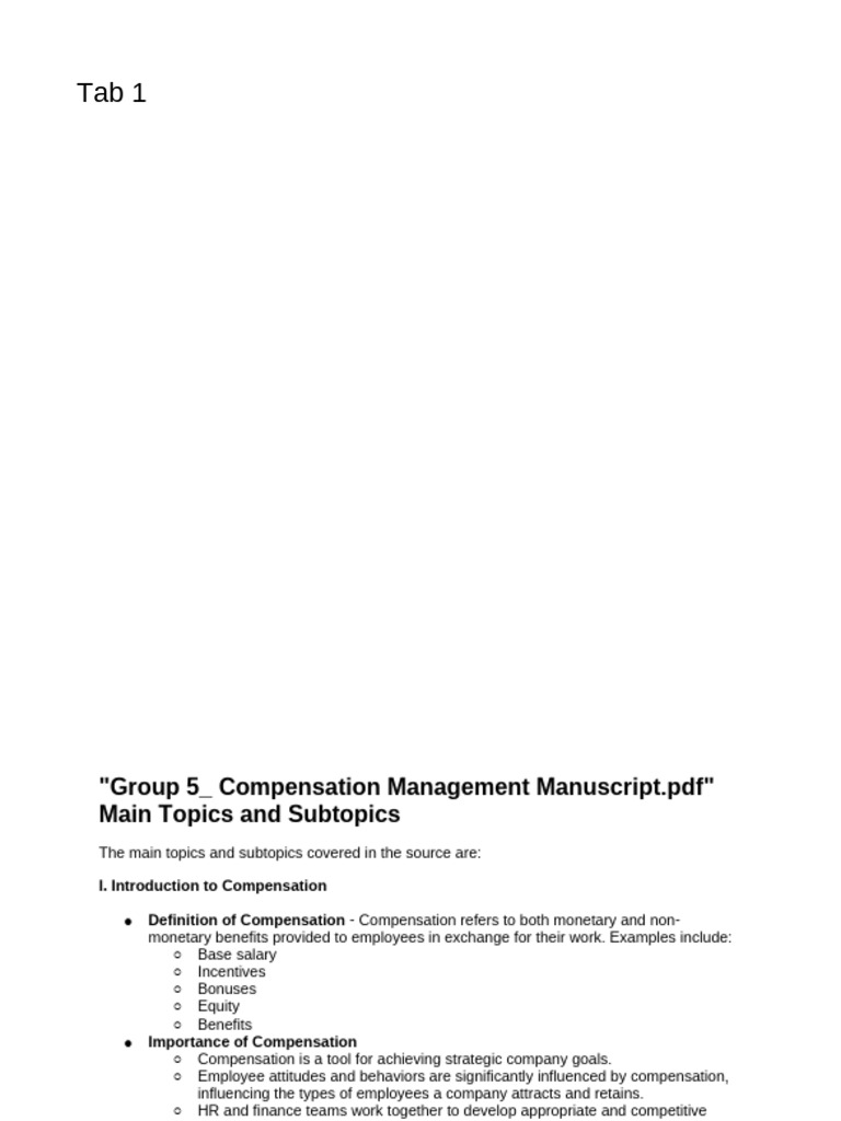 LESSON 5 - Compensation Management | PDF | Compensation And Benefits ...