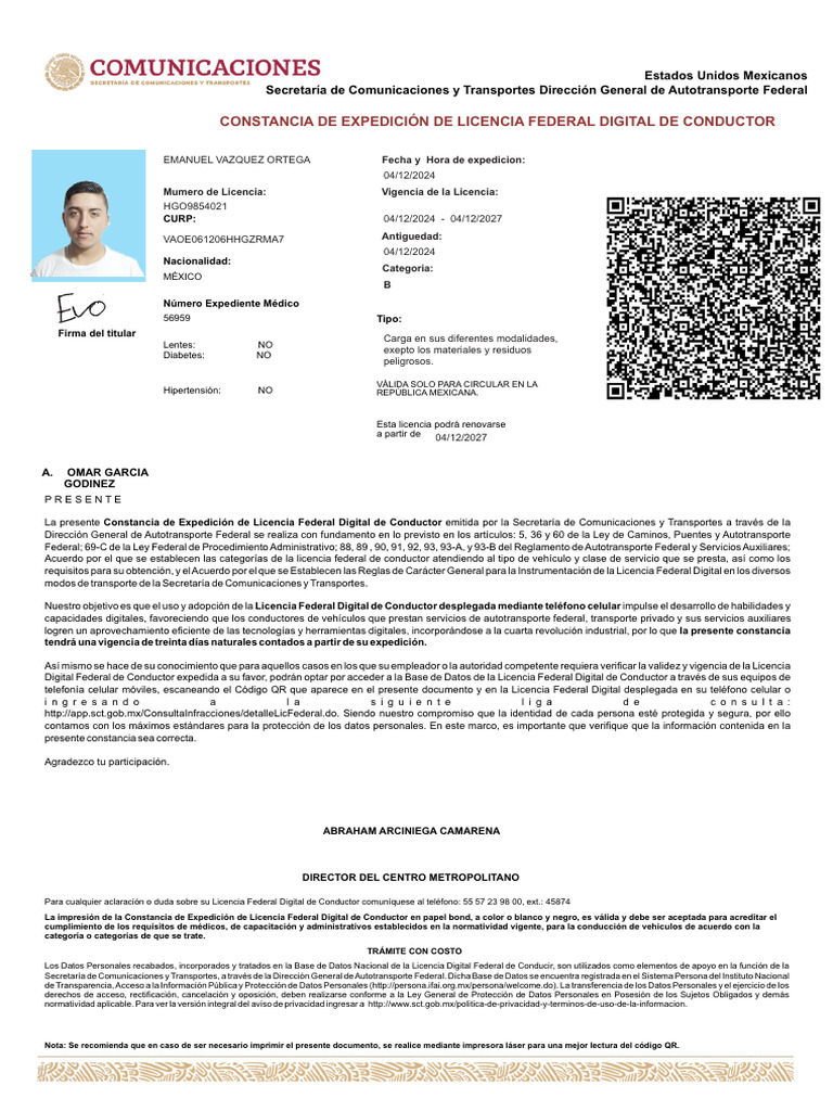 Licencia Federal Digital de Conductor | PDF