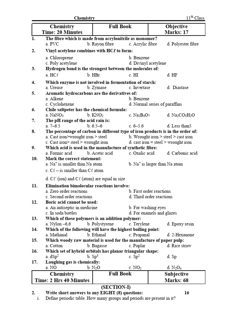 11 Chemistry Full Book | PDF | Acid | Methyl Group