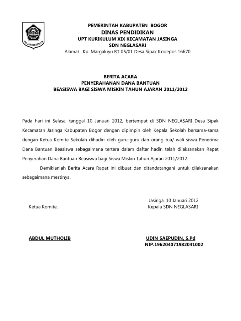 Berita Acara An Dana Bsm Tahap 2