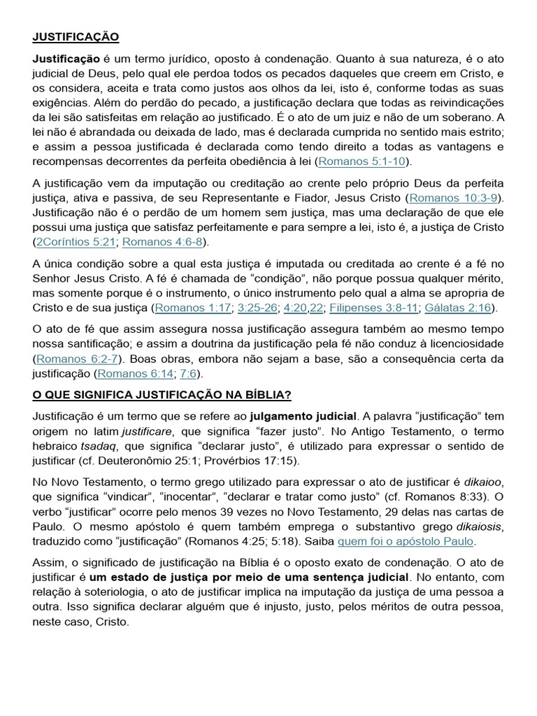 Significado de Justificação na Bíblia | PDF | Justificação (teologia) | Fé