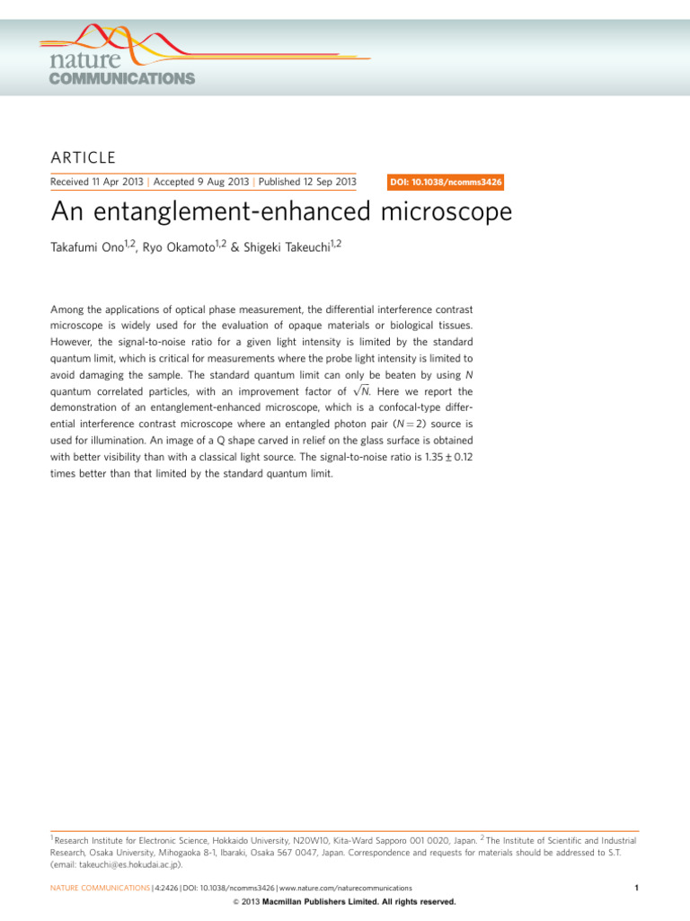 Entanglement-Enhanced Microscopy Breakthrough | PDF | Microscopy ...