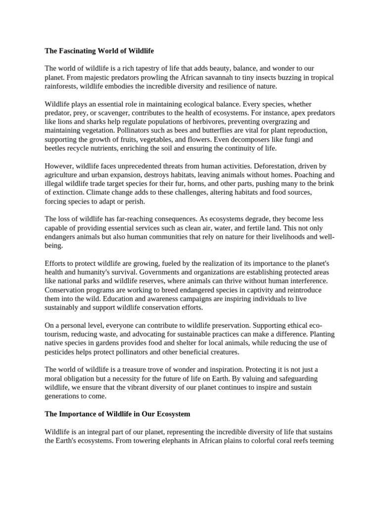 The Fascinating World of Wildlife | PDF | Conservation Biology ...