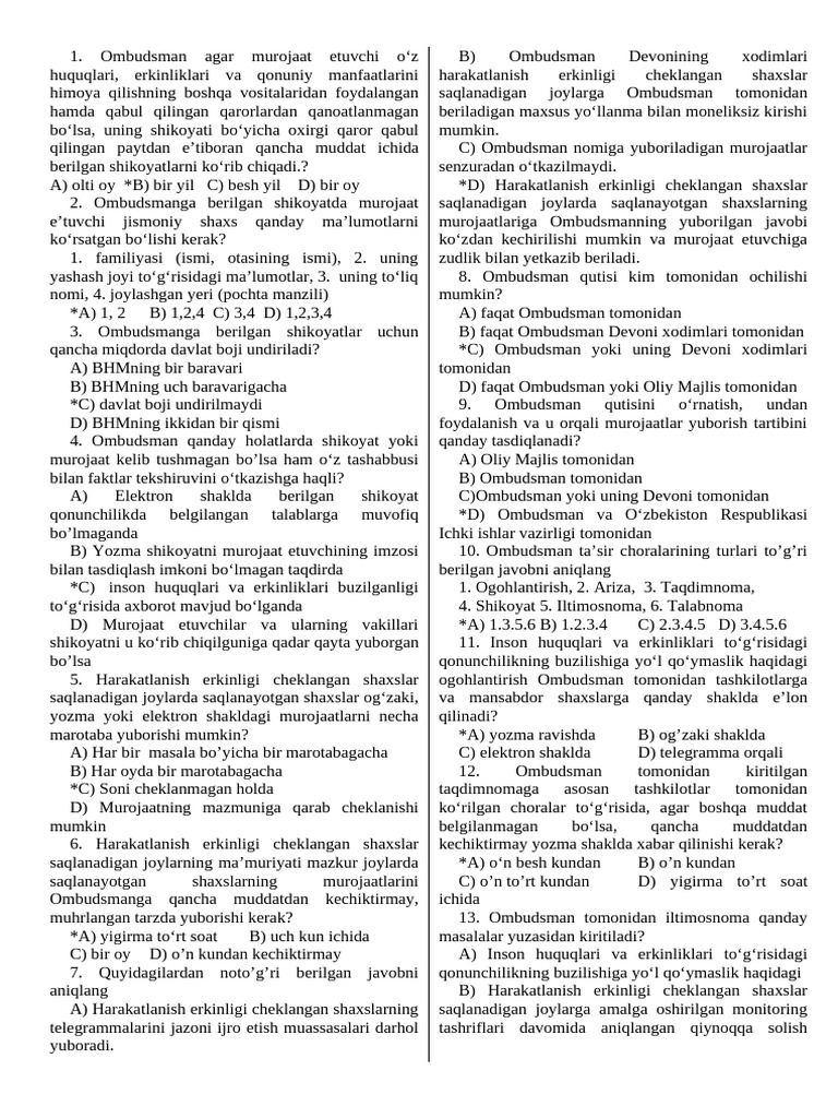 Ombudsman Test Uzb 2 | PDF