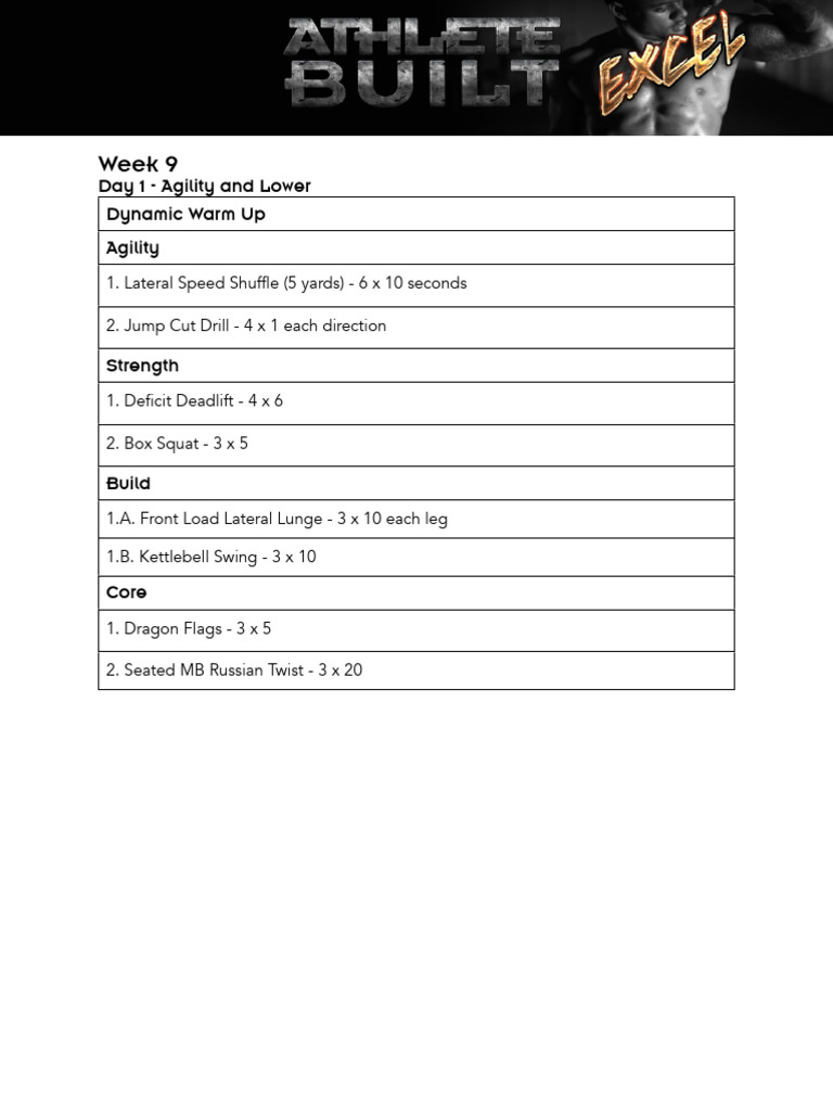 Week 9 Agility, Power, and Strength Workout | PDF