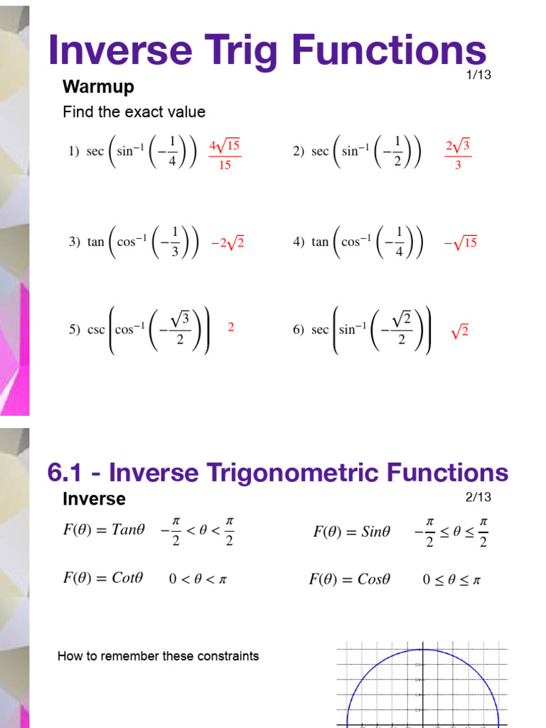 Trig+Ch+6-2+Overheads | PDF | Trigonometric Functions | Geometry