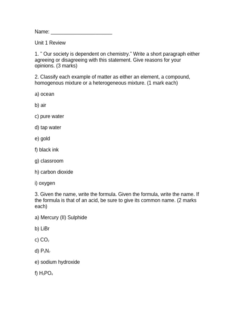 Unit 1 Review | PDF