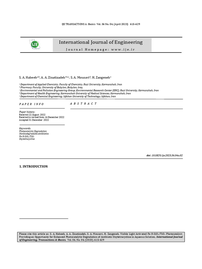 IJE - Volume 36 - Issue 4 - Pages 615-629 | PDF | Ultraviolet–Visible ...