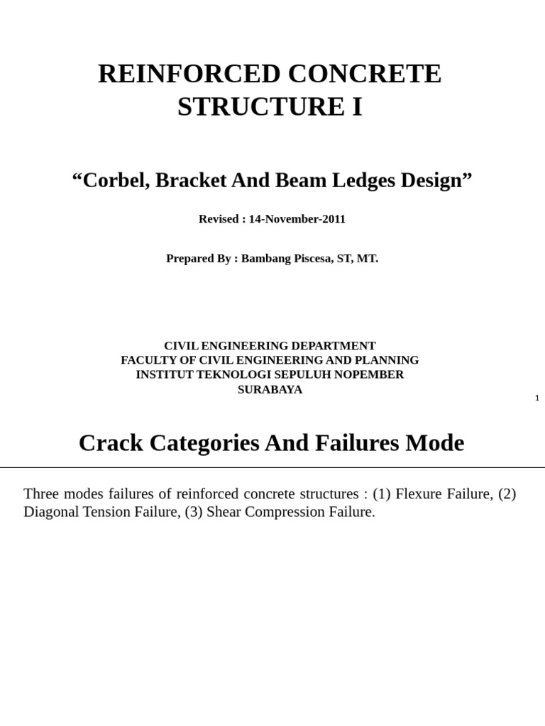 Corbel Bracket and Beam Ledges Design | PDF