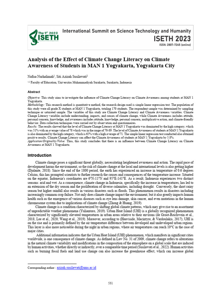 31 Effect Climate Change Literacy To Awareness | PDF | Coefficient Of ...