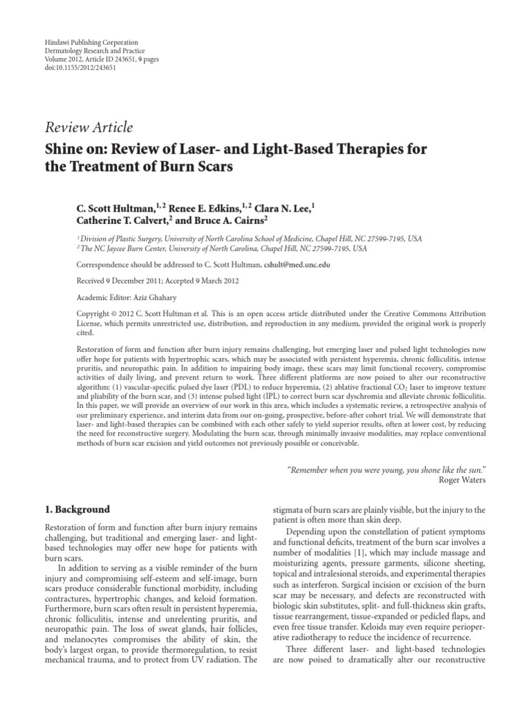Review of Laser - and Light-Based Therapies For | PDF | Scar