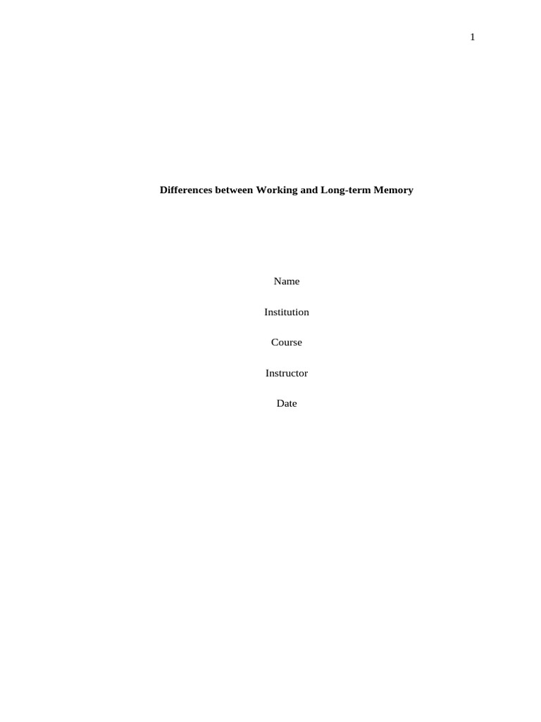 Working vs. Long-term Memory Explained | PDF | Memory | Long Term Memory