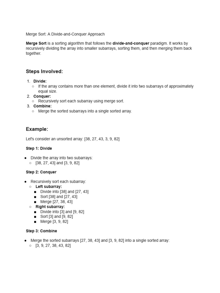Merge Sort Algorithm Guide | PDF