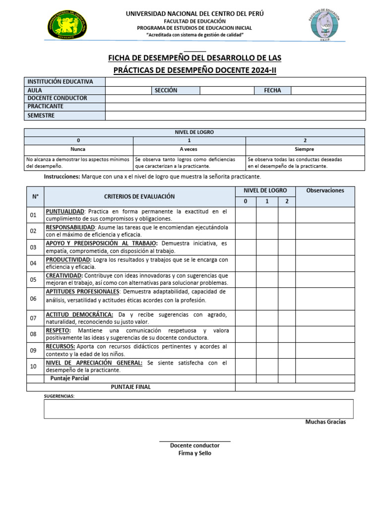 Evaluación Desempeño Docente 2024-II | PDF | Maestros | Educación de la ...