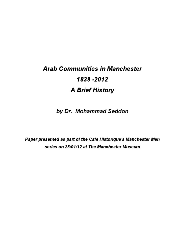 Arab Communities in Manchester 1839 2012 PDF Ottoman Empire