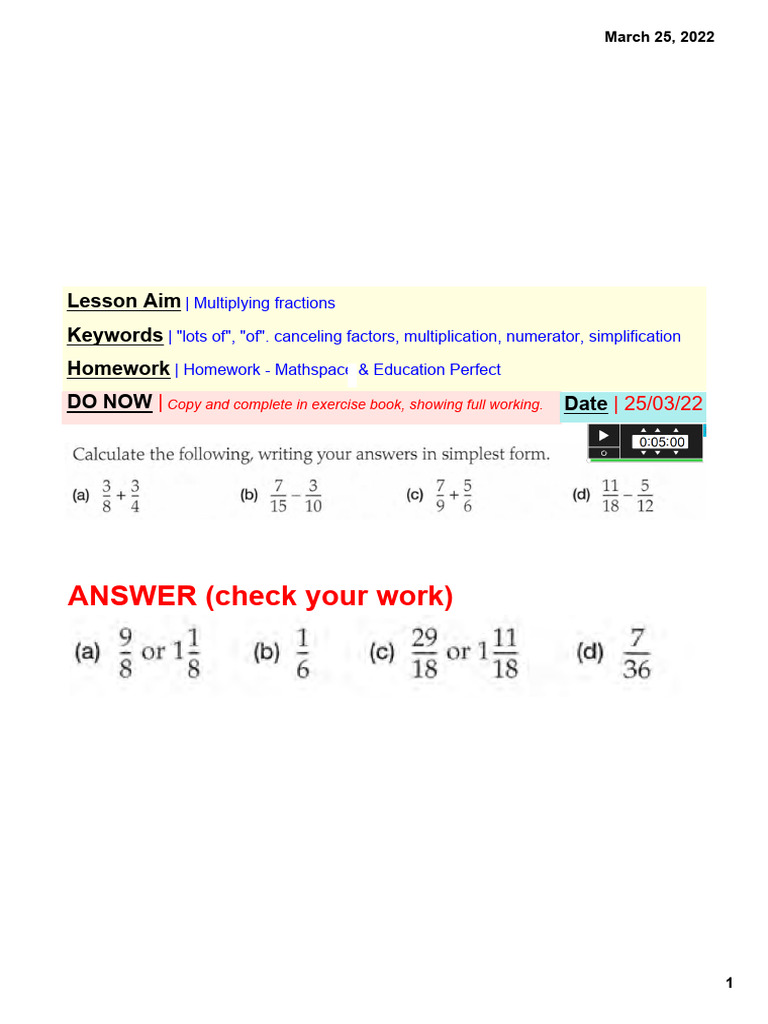 Multiplying Fractions Lesson Plan | PDF | Multiplication | Mathematics