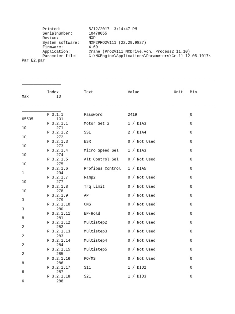 Crane Application Parameter Settings | PDF | Direct Current | Module ...
